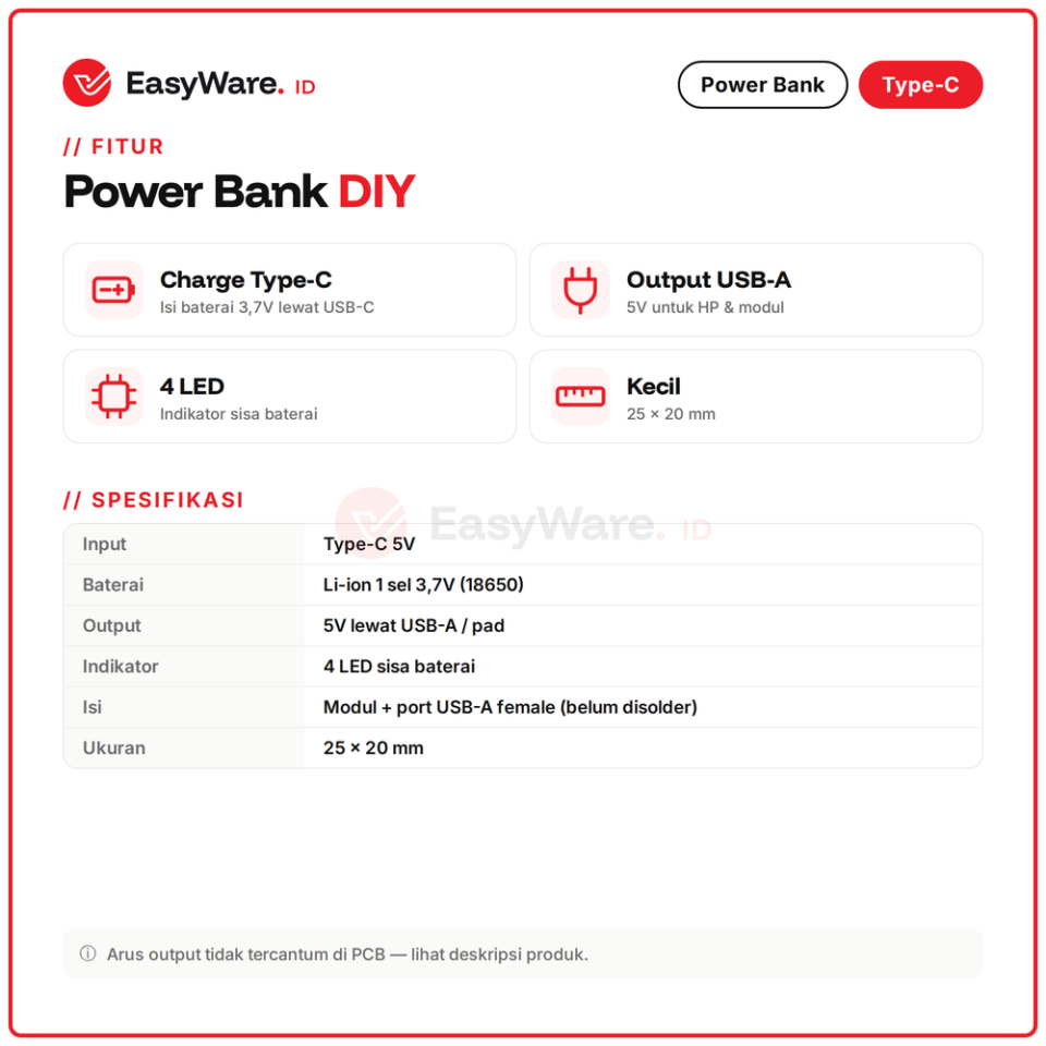 Modul Power Bank Type-C 18650 Output 5V USB