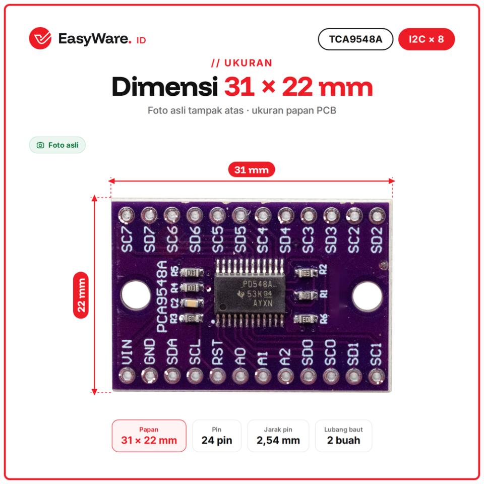 TCA9548A I2C Multiplexer 8 Kanal untuk Arduino & ESP32
