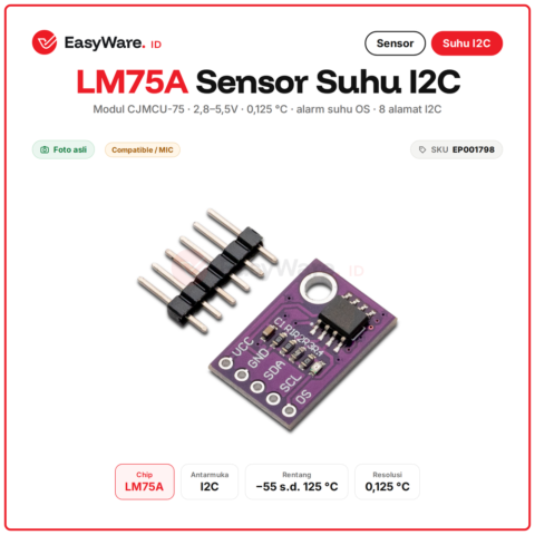 Modul Sensor Suhu LM75A I2C CJMCU-75 Digital Temperature Sensor 2.8-5.5V Arduino ESP32