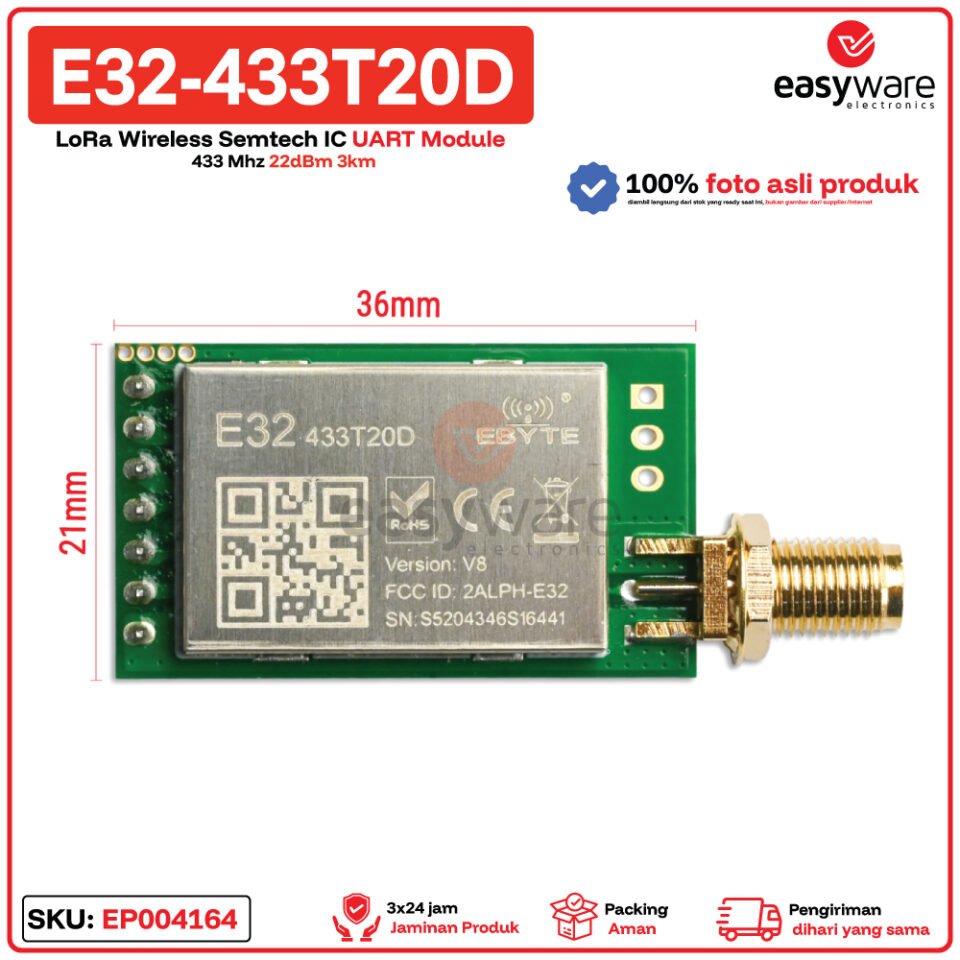 EBYTE E32-433T20D Modul LoRa Semtech SX1278 433MHz 22dBm UART 3km