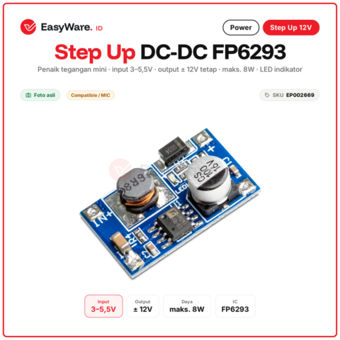 Modul Step Up DC DC Mini FP6293 Boost Converter Input 3V 5V Output 12V Max 8W Penaik Tegangan