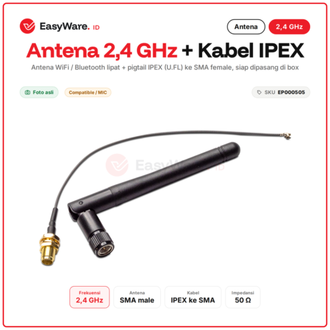 Antena WiFi Bluetooth 2.4GHz SMA Male Engsel Lipat + Kabel Pigtail IPEX U.FL ke SMA Female Bulkhead ESP32 32U