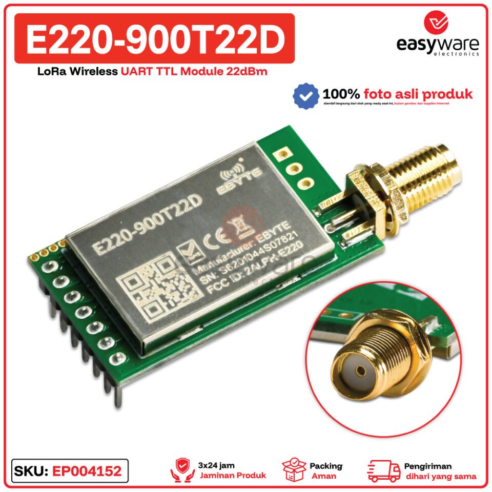 E220-900T22D Modul Wireless LoRa 868/915MHz 22dBm UART TTL