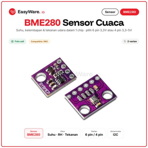 Modul Sensor BME280 Suhu Kelembapan Tekanan Udara I2C 6 Pin 4 Pin