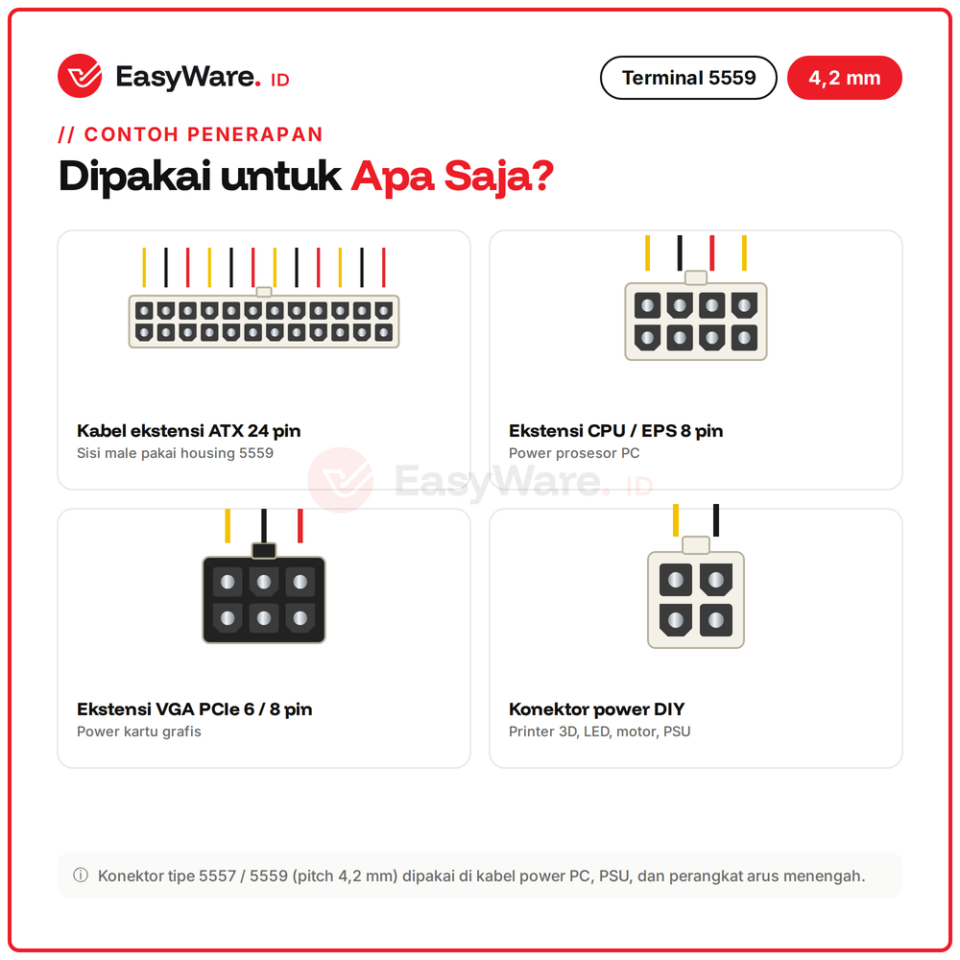 Terminal Pin Male 4.2mm untuk Konektor 5559 Mini Fit Crimp Kabel 18-24 AWG Pin ATX EPS PCIe Power Connector