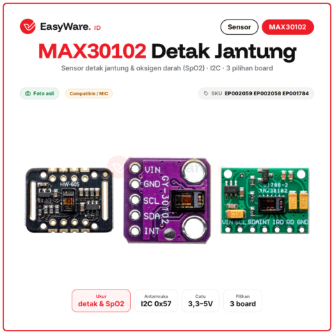 Modul Sensor MAX30102 Detak Jantung Heart Rate SpO2 Oximeter I2C HW-605 GY-30102 Arduino ESP32