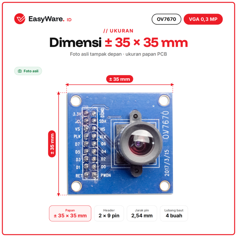 Modul Kamera OV7670 VGA 640x480 0.3MP untuk STM32 & ESP32