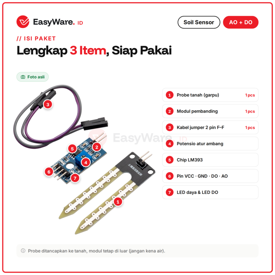 Soil Moisture Sensor LM393 Sensor Kelembapan Tanah AO DO