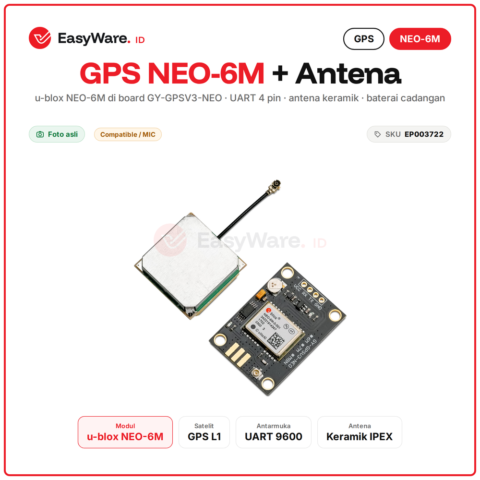 Modul GPS u-blox NEO-6M GY-GPSV3-NEO Antena Keramik IPEX UART Arduino ESP32 Pelacak Lokasi