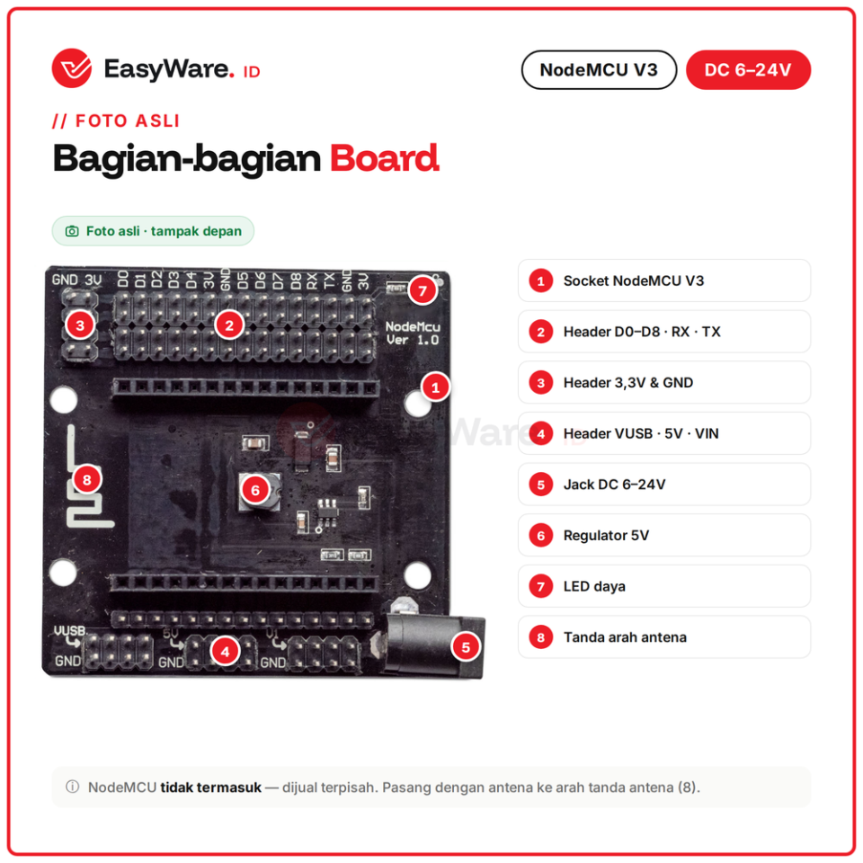 NodeMCU Base Board ESP8266 V3 Input DC 6-24V