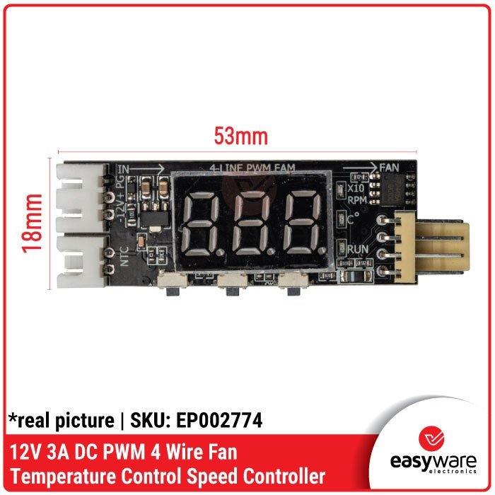 Modul PWM Fan Speed Controller 4 Kabel 12V 3A Sensor Suhu