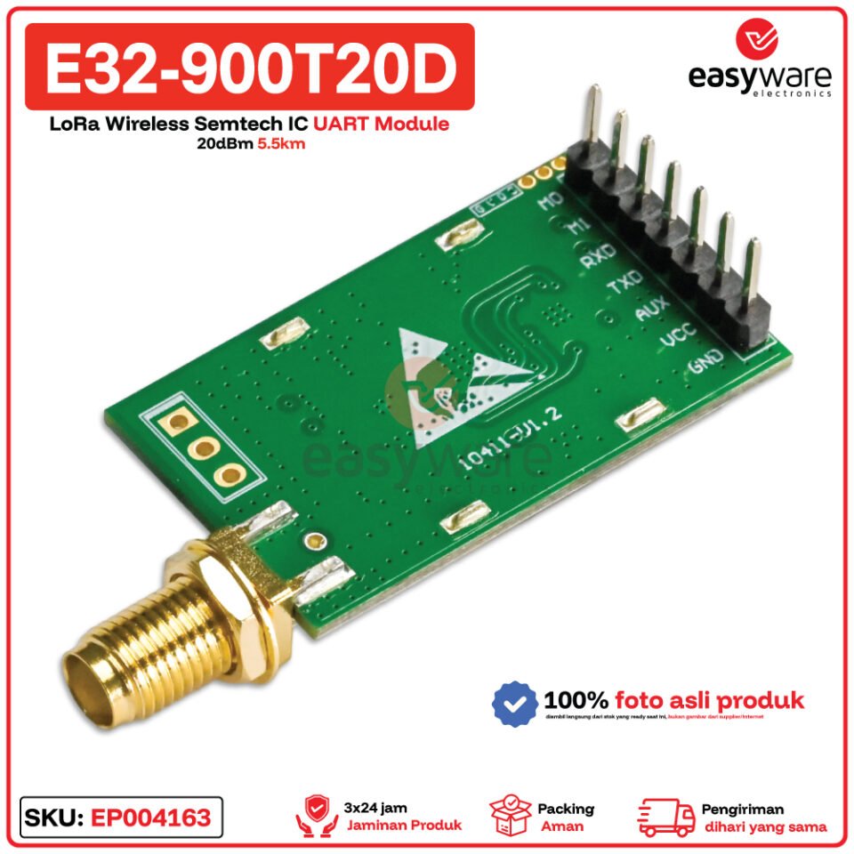 E32-900T20D Modul Wireless LoRa 868/915MHz 20dBm 5.5km UART