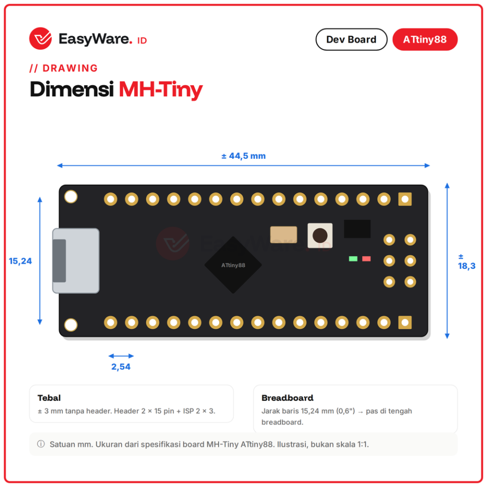 ATtiny88 MH-Tiny MH-ET LIVE Micro USB 16MHz Development Board 26 IO Arduino Kompatibel Pengganti Digispark
