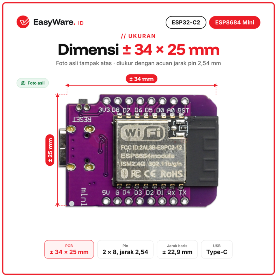 D1 Mini ESP8684 ESP32-C2 WiFi Bluetooth LE Development Board USB Type C CH340C RISC-V