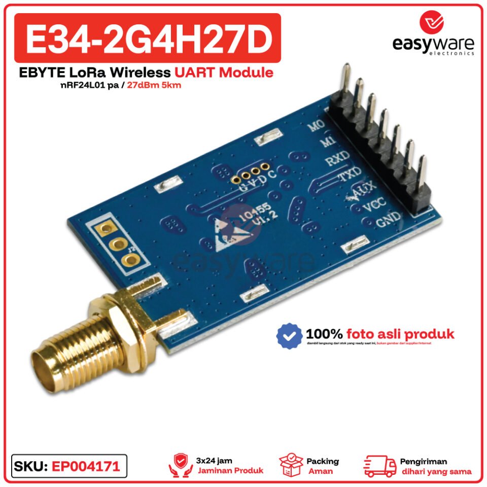 EBYTE E34-2G4H27D Modul Wireless 2.4GHz nRF24L01+ PA LNA 27dBm SPI 5km