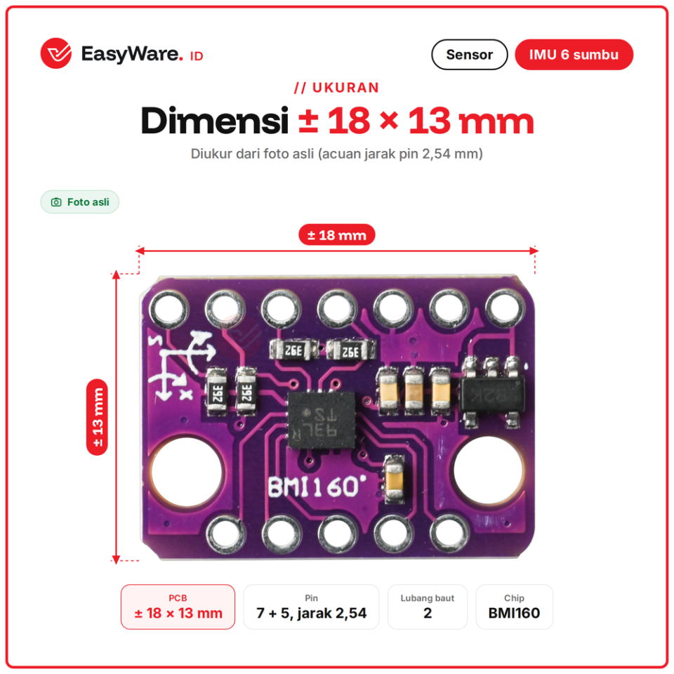 Modul Sensor BMI160 IMU 6 Axis Accelerometer Gyroscope I2C SPI Step Counter Arduino ESP32