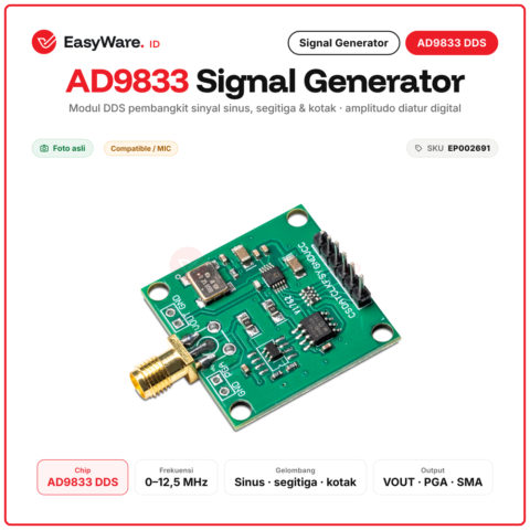 Modul AD9833 DDS Signal Generator 0-12.5MHz dengan Penguat dan SMA