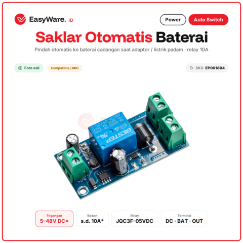 Modul Saklar Otomatis Power Failure Switching Adaptor ke Baterai Cadangan Relay 10A DC 5-48V