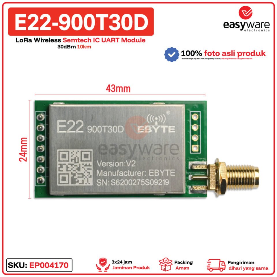 EBYTE E22-900T30D Modul LoRa Semtech SX1262 900MHz 30dBm UART 10km