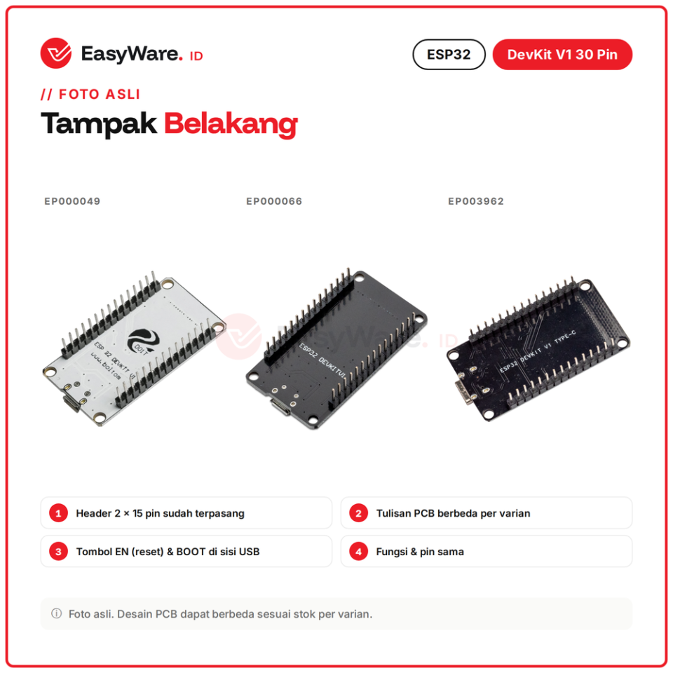 ESP32 DevKit V1 30 Pin WiFi Bluetooth Micro USB Type-C (4 Pilihan)