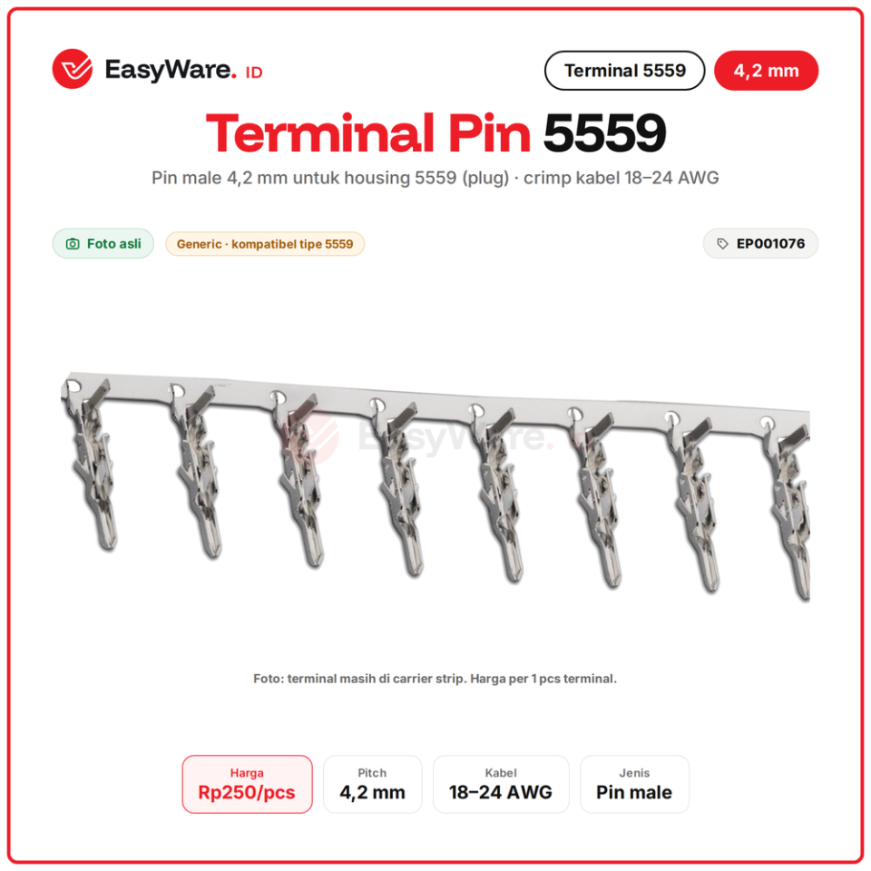 Terminal Pin Male 4.2mm untuk Konektor 5559 Mini Fit Crimp Kabel 18-24 AWG Pin ATX EPS PCIe Power Connector