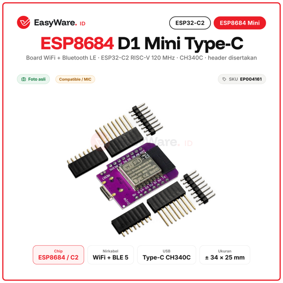 D1 Mini ESP8684 ESP32-C2 WiFi Bluetooth LE Development Board USB Type C CH340C RISC-V