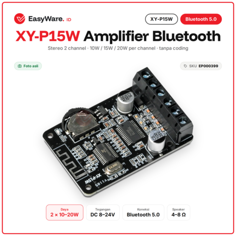 XY-P15W Modul Amplifier Bluetooth 5.0 Stereo 2x20W TPA3110 Class D 8-24V Speaker Aktif DIY