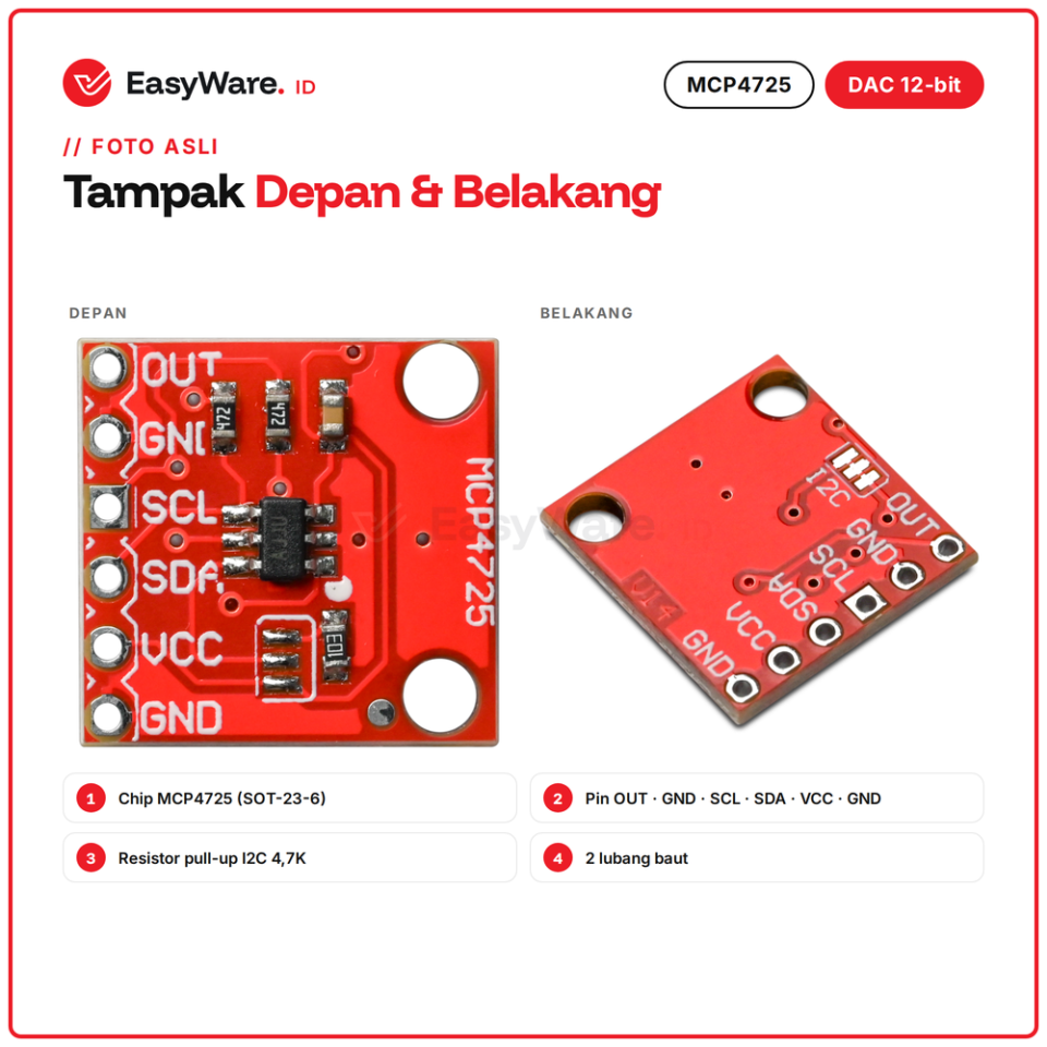 Modul DAC MCP4725 12-bit I2C Output Analog