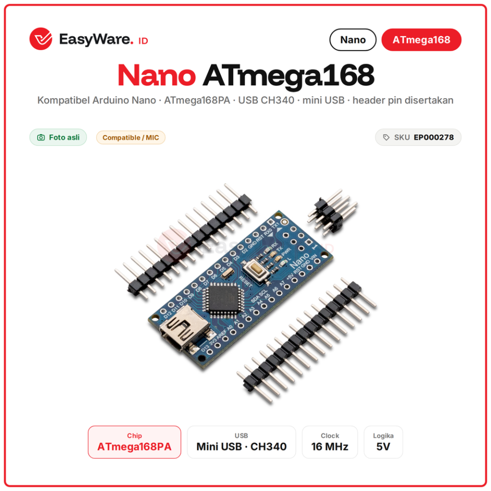 Nano V3 ATmega168PA CH340 Mini USB Kompatibel Arduino Nano