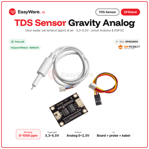 DFRobot Gravity Analog TDS Sensor Meter SEN0244 Original Sensor Kualitas Air 0-1000ppm untuk Arduino ESP32 Hidroponik