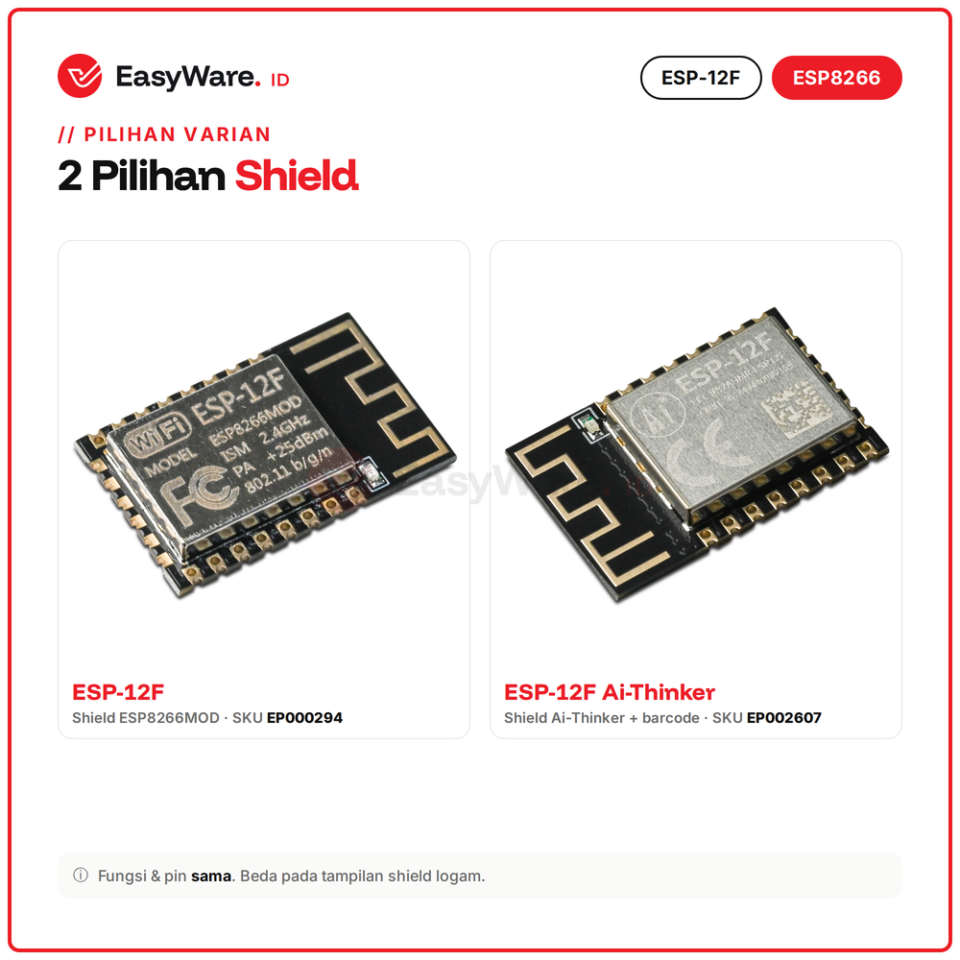 ESP-12F Modul WiFi ESP8266 Flash 4MB (2 Pilihan)