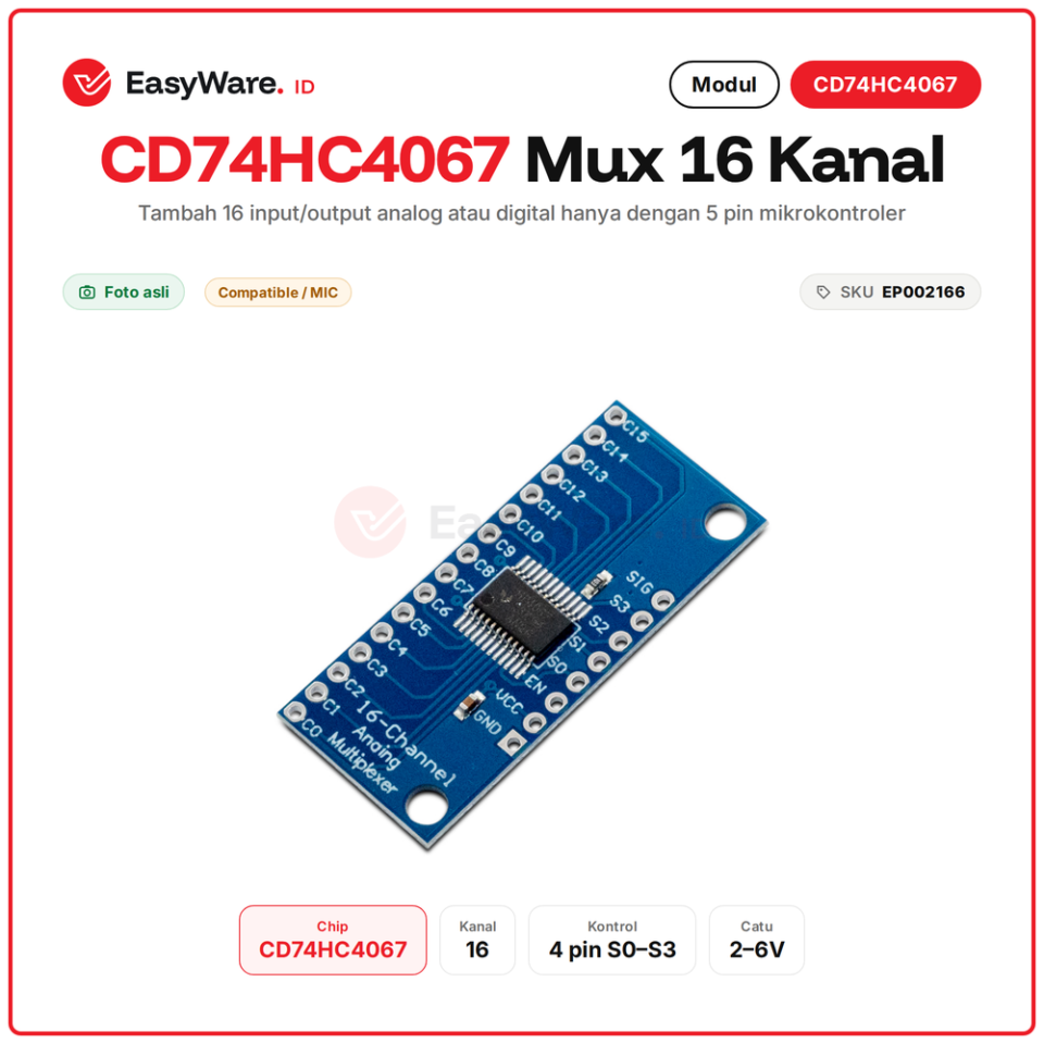 Modul CD74HC4067 Multiplexer Analog Digital 16 Channel