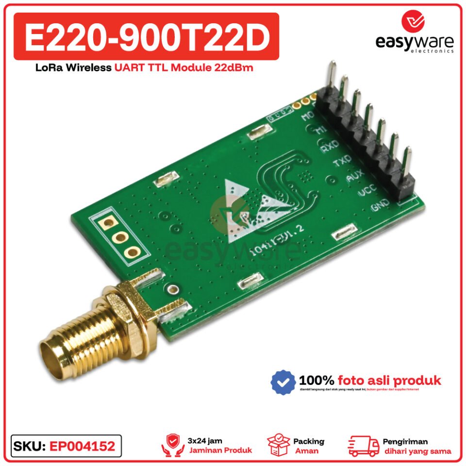 E220-900T22D Modul Wireless LoRa 868/915MHz 22dBm UART TTL
