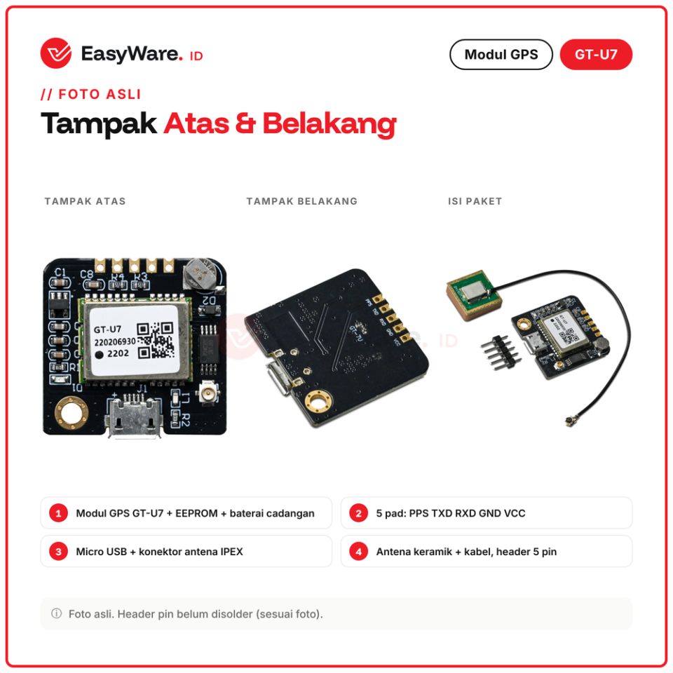 Modul GPS GT-U7 Kompatibel NEO-6M Antena Keramik IPEX