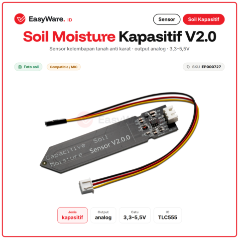 Capacitive Soil Moisture Sensor V2.0 HW-390 Sensor Kelembapan Tanah Kapasitif Anti Karat Analog Arduino ESP32