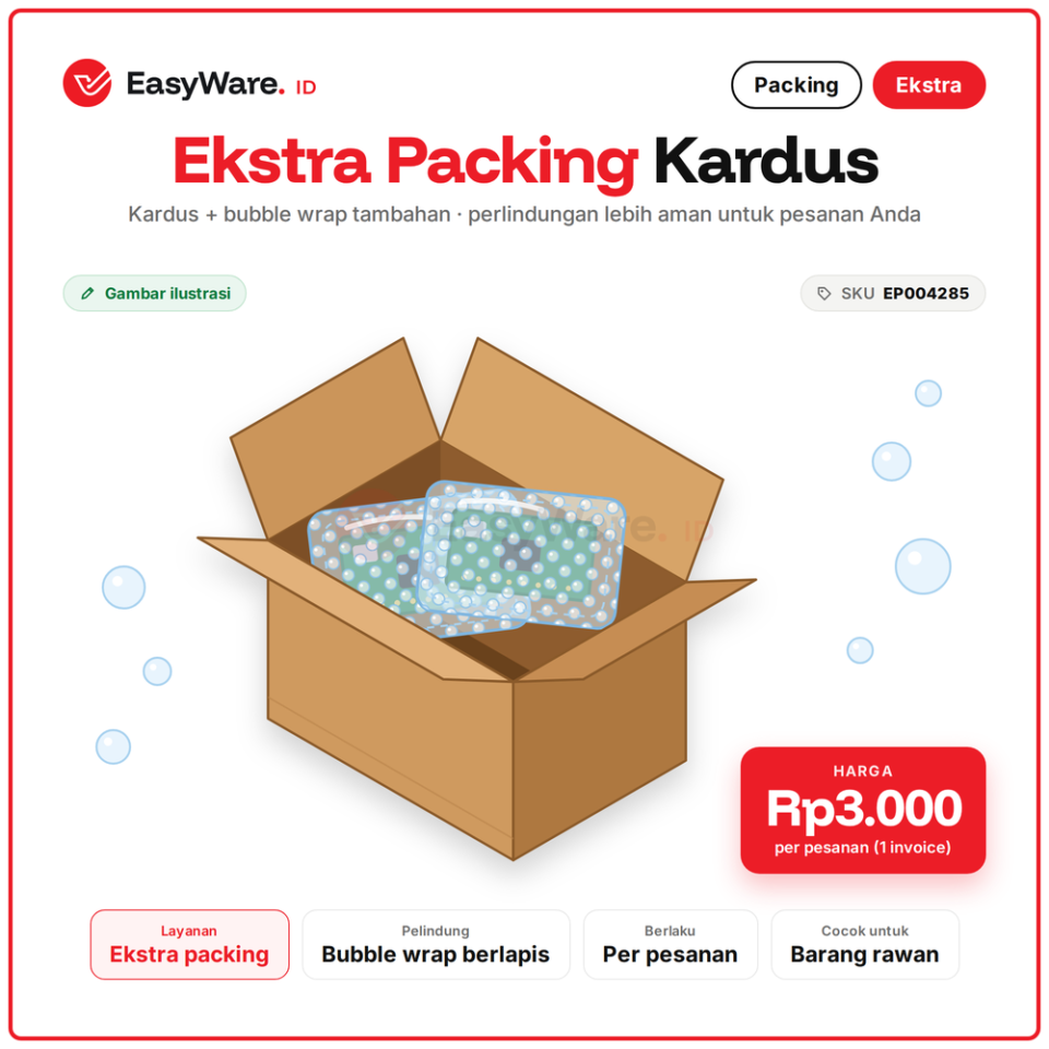 Ekstra Packing Kardus dan Bubble Wrap Tambahan Bubble Wrap