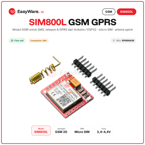 Modul GSM GPRS SIM800L Quad Band Micro SIM 2G SMS Telepon Arduino ESP32 Antena Spiral