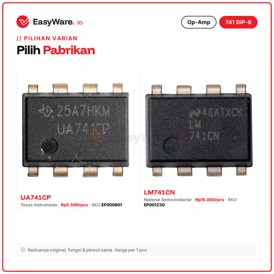 IC Op-Amp 741 DIP-8 Original UA741CP LM741CN (2 Pilihan)