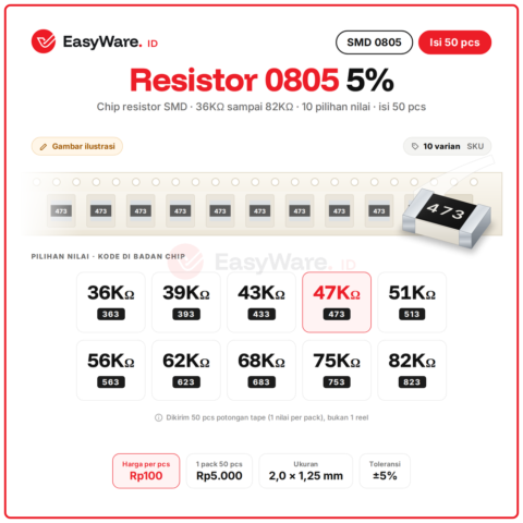 [25 PCS] Resistor SMD 1206 5% 1K2 1K5 2K 2K2 2K7 3K3 5K1 10K 12K 18K 20K 22K 27K