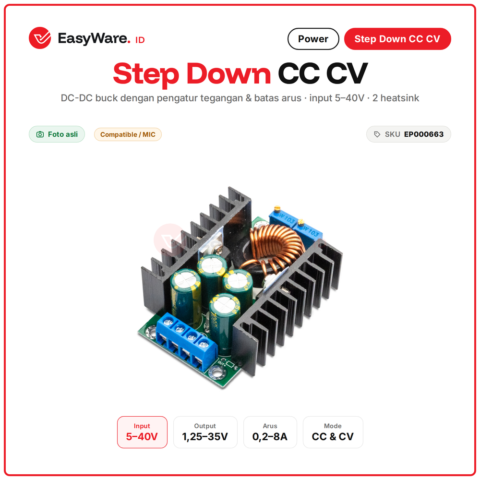 Modul Step Down DC-DC CC CV Buck Converter 8A Adjustable Tegangan dan Batas Arus Input 5-40V Output 1.25-35V