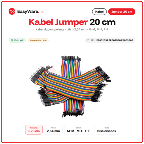 Kabel Jumper Dupont 20cm isi 40 Male to Female Male to Male Female to Female untuk Breadboard Arduino