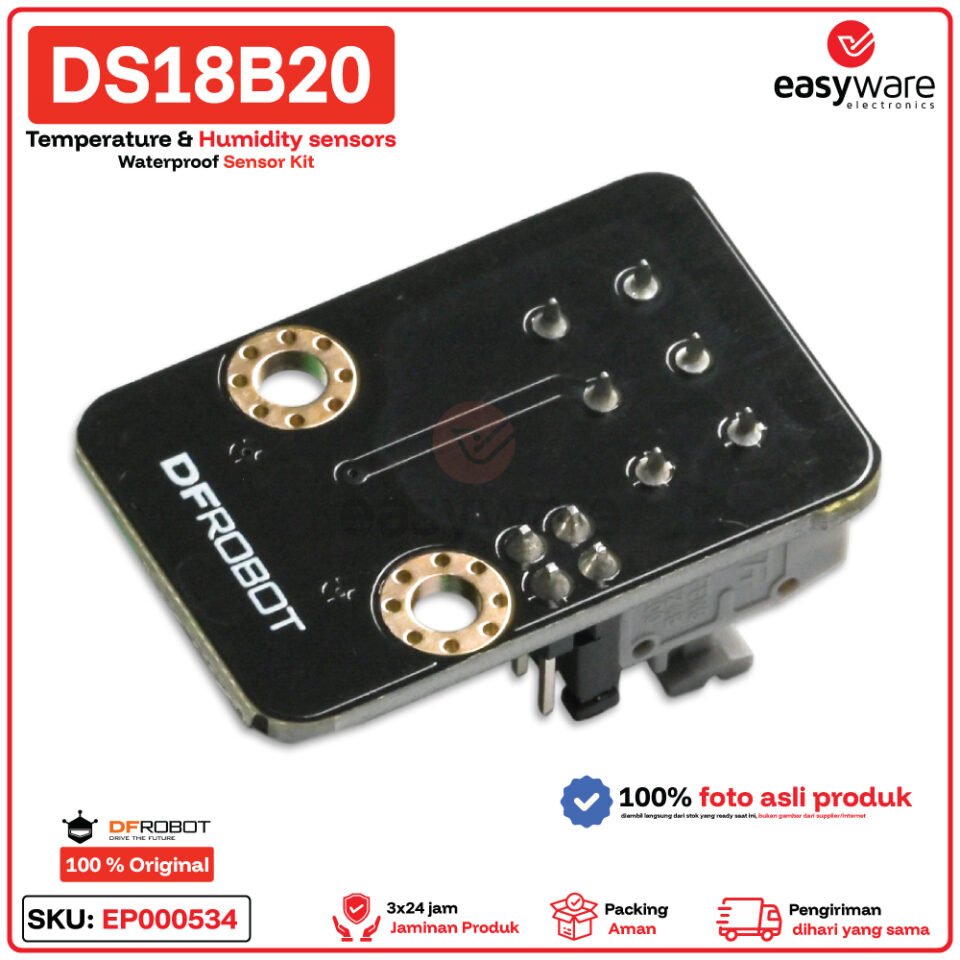 DS18B20 DFRobot Sensor Suhu Probe Waterproof + Modul Terminal