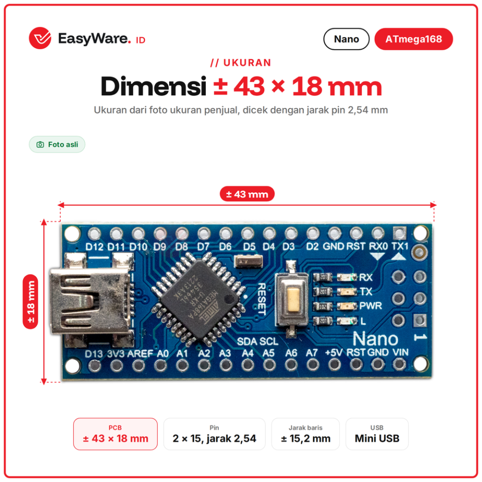 Nano V3 ATmega168PA CH340 Mini USB Kompatibel Arduino Nano