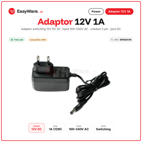 Adaptor 12V 1A Switching Power Supply DC 12V 1A Charger CCTV Router Arduino HOIOTO ADS-12FG-12N