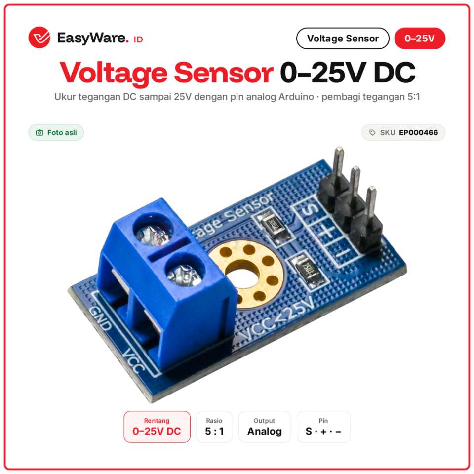 Voltage Sensor Module Sensor Tegangan 0-25V