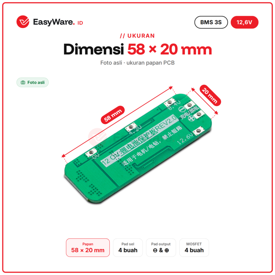 3S 20A BMS Li-ion Lithium Battery 18650 Charger Protection Board