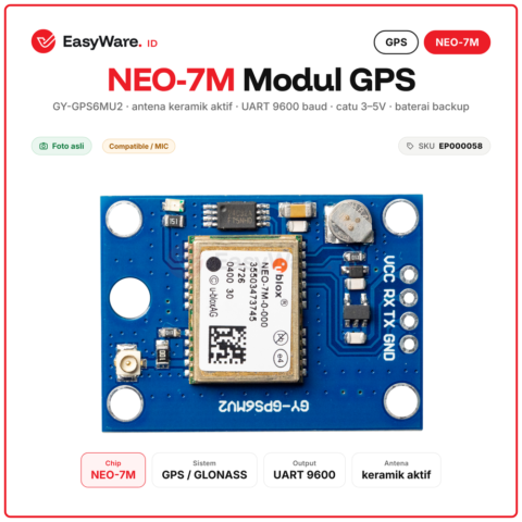 Modul GPS NEO-7M GY-GPS6MU2 dengan Antena Keramik Aktif UART 9600 Baterai Backup Arduino ESP32