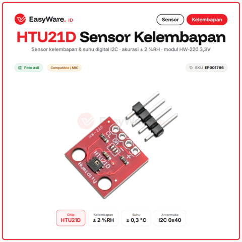 Modul Sensor Kelembapan Suhu HTU21D I2C 3.3V HW-220 Humidity Temperature Arduino ESP32