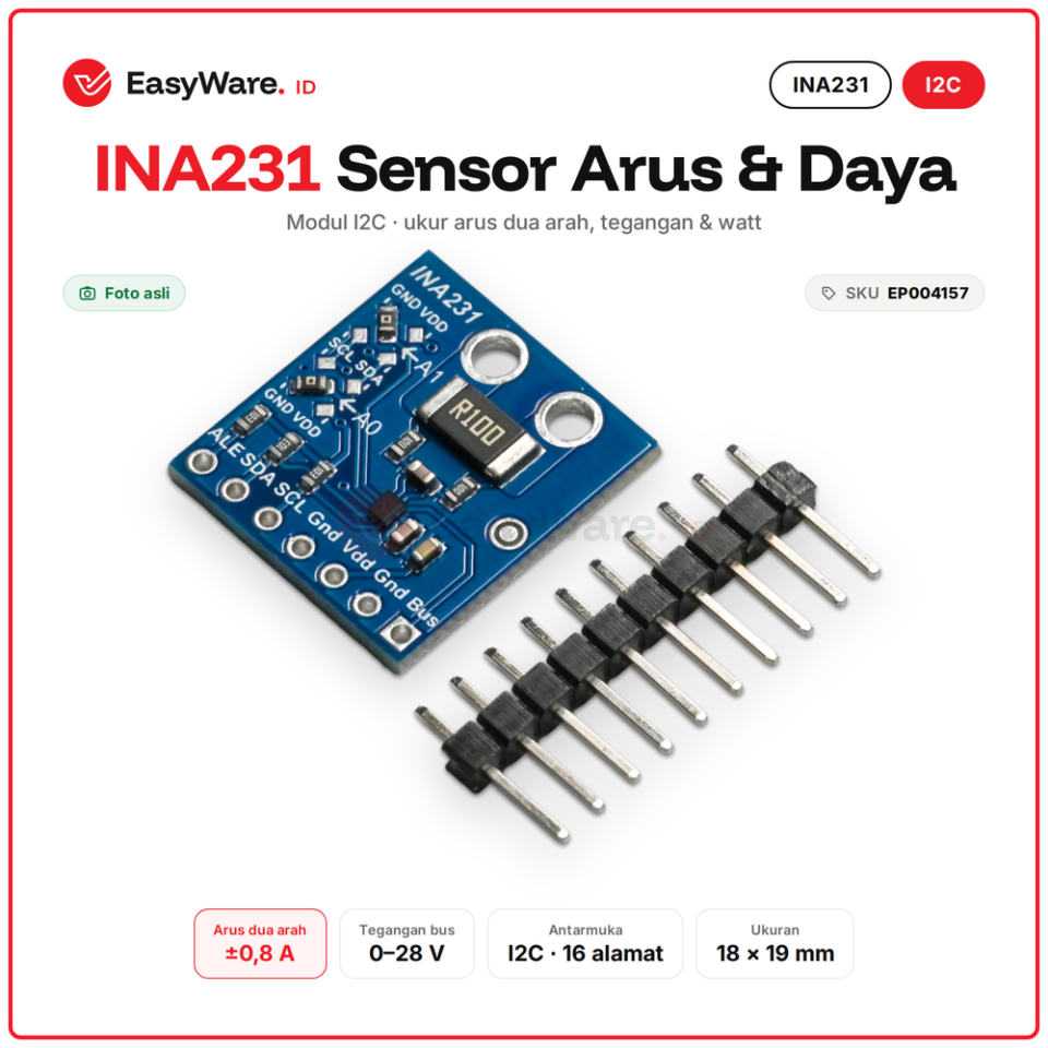 INA231 INA 231 I2C Bi-directional Current Voltage Power Monitoring Sensor Module 28V Arduino ESP32