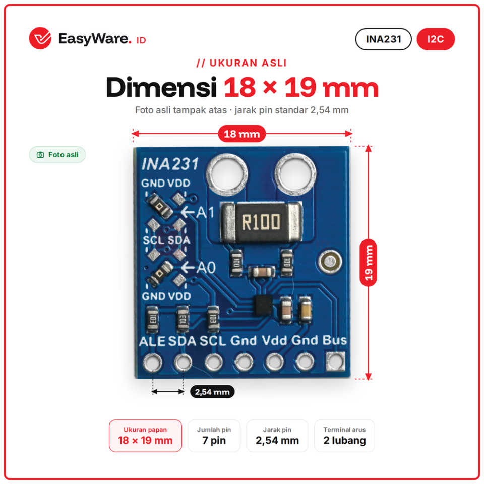 INA231 INA 231 I2C Bi-directional Current Voltage Power Monitoring Sensor Module 28V Arduino ESP32